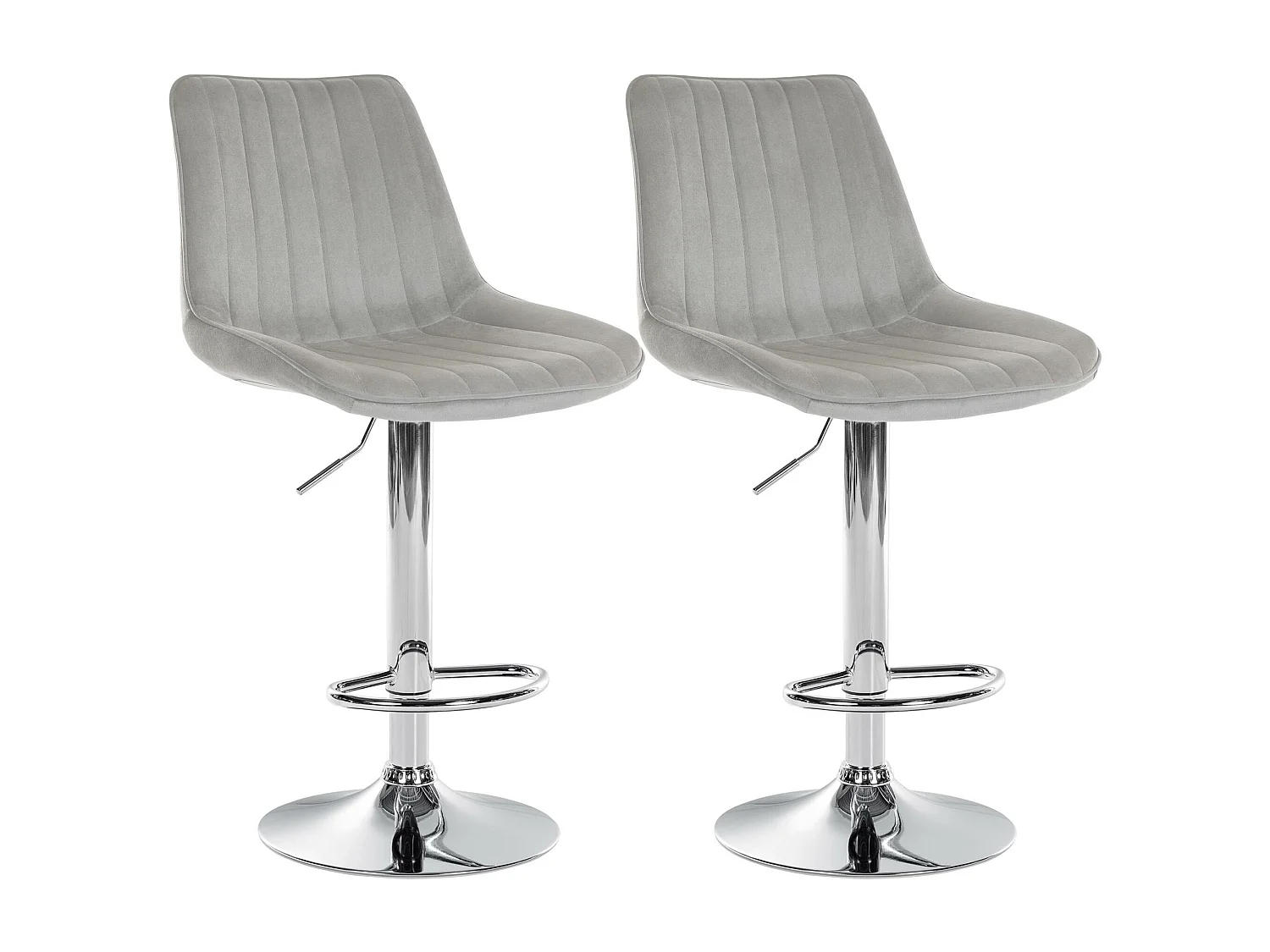 Lot de 2  Tabouret de bar - Velours - Gris - Toni