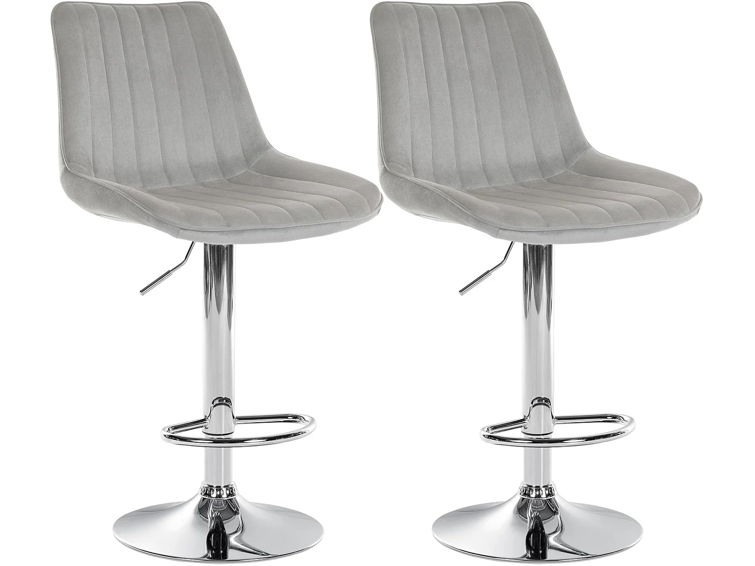 Lot de 2  Tabouret de bar - Velours - Gris - Toni