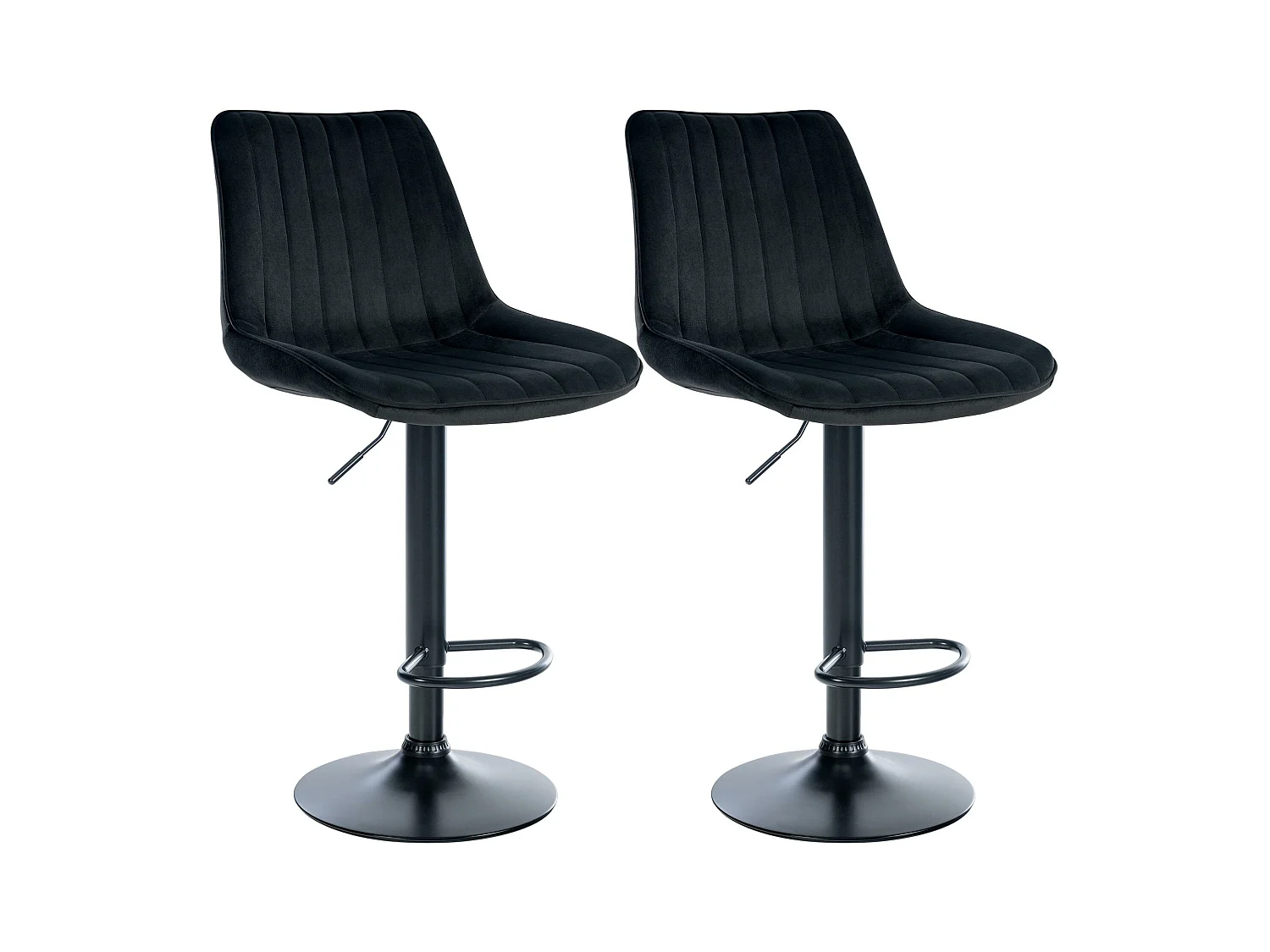 Lot de 2  Tabouret de bar - Velours - Noir - Toni