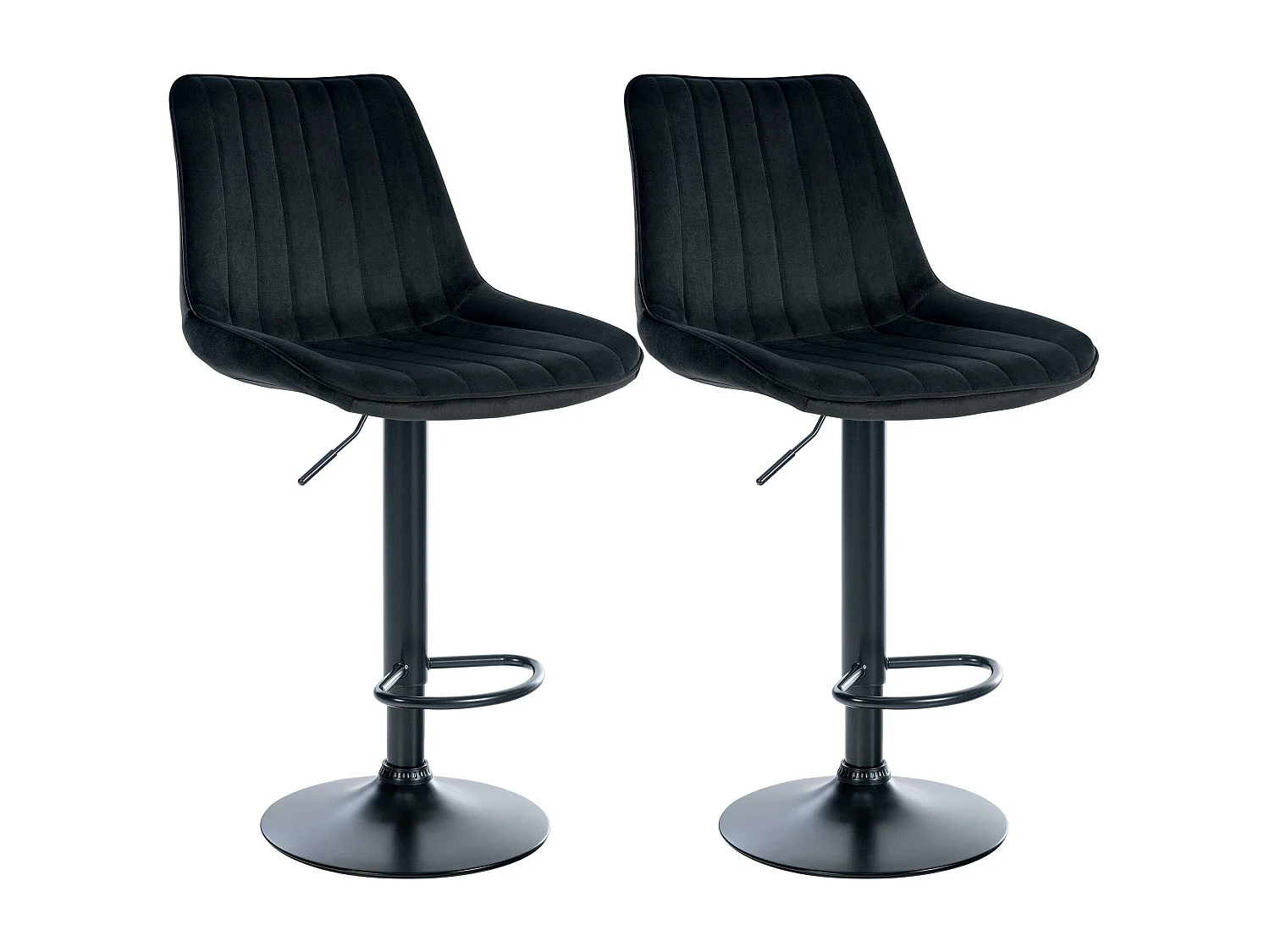 Lot de 2  Tabouret de bar - Velours - Noir - Toni