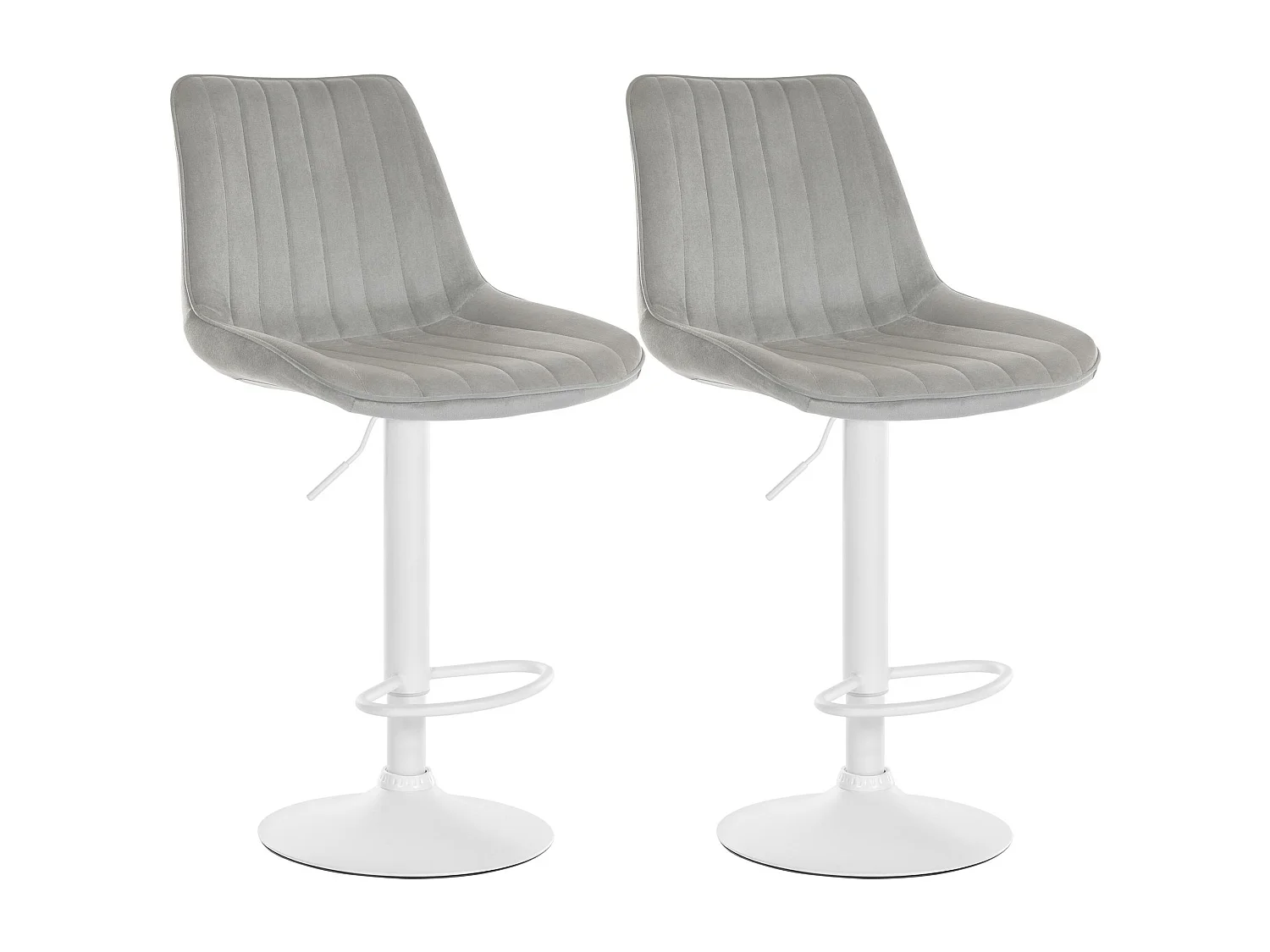 Lot de 2  Tabouret de bar - Velours - Gris - Toni