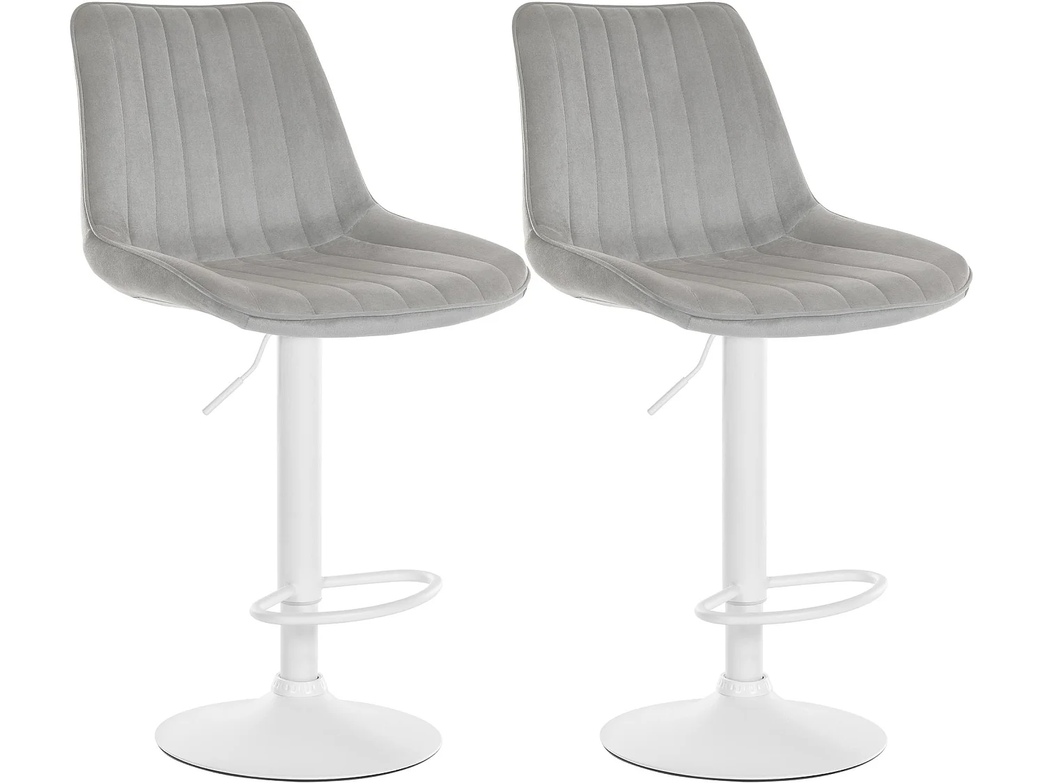 Lot de 2  Tabouret de bar - Velours - Gris - Toni