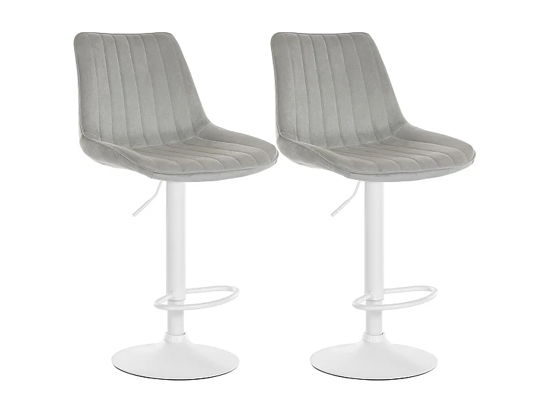 Lot de 2  Tabouret de bar - Velours - Gris - Toni