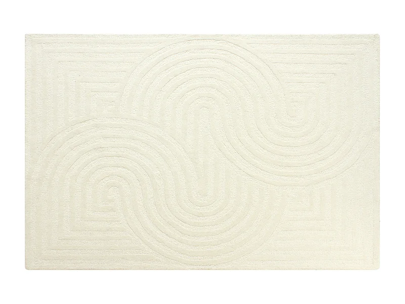Tapis 100%  laine tufté main - 200 x 290 cm - Blanc cassé - 2000g/m² - LUZAN