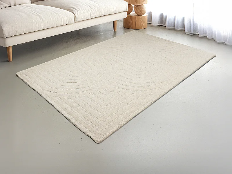 Dywan 100% wełna ręcznie tuftowany - 200 x 290 cm - Złamana biel - 2000g/m² - LUZAN