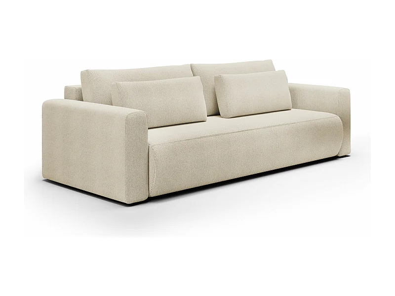 Schlafsofa mit 4 Plätzen WELLY Beige mit Stauraum und Hydrophobem Stoff