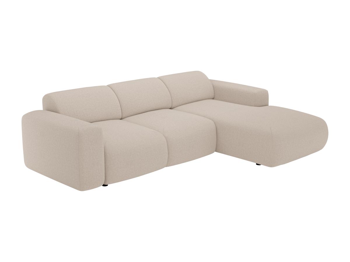 Großes Ecksofa mit Schlaffunktion - Ecke rechts - melierter Stoff - Beige - günstig online kaufen