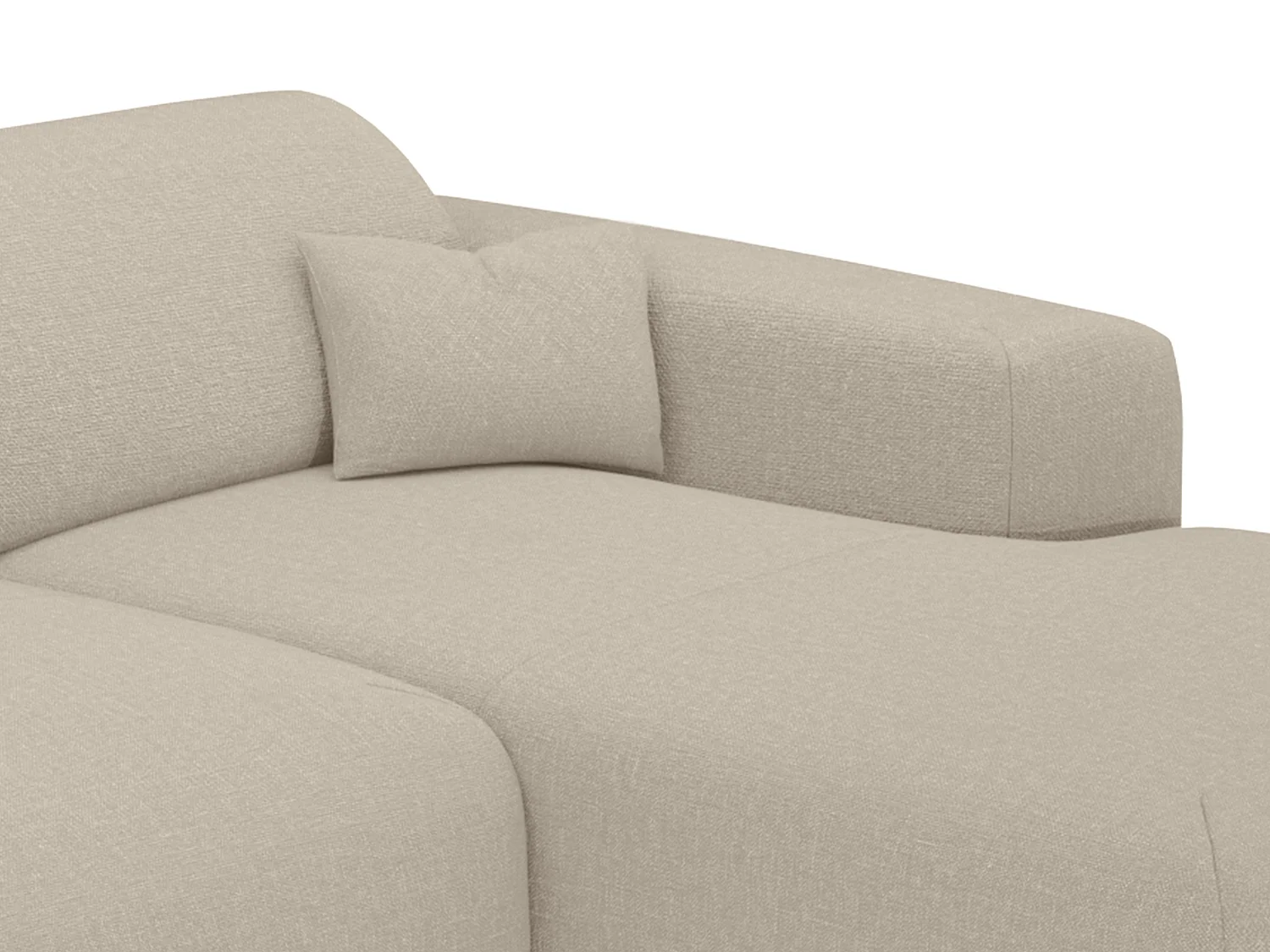 Grand canapé d'angle droit convertible en tissu chiné beige POGNI de Maison Céphy