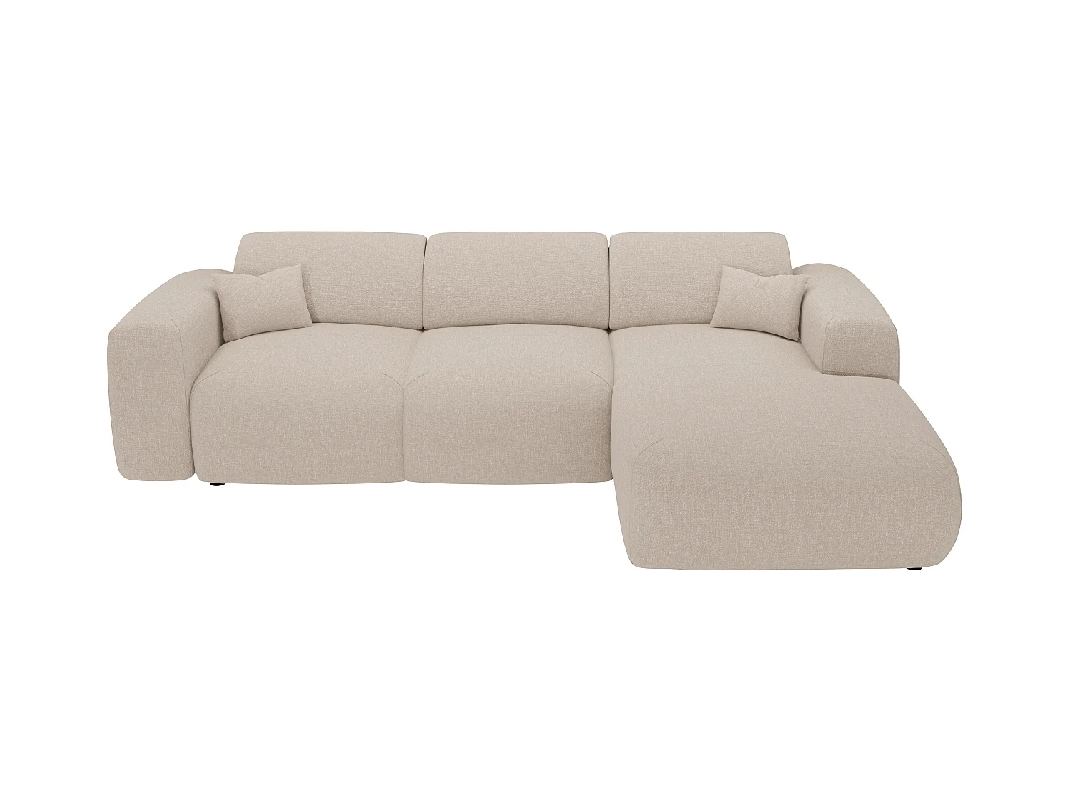 Großes Ecksofa mit Schlaffunktion - Ecke rechts - melierter Stoff - Beige - POGNI von Maison Céphy