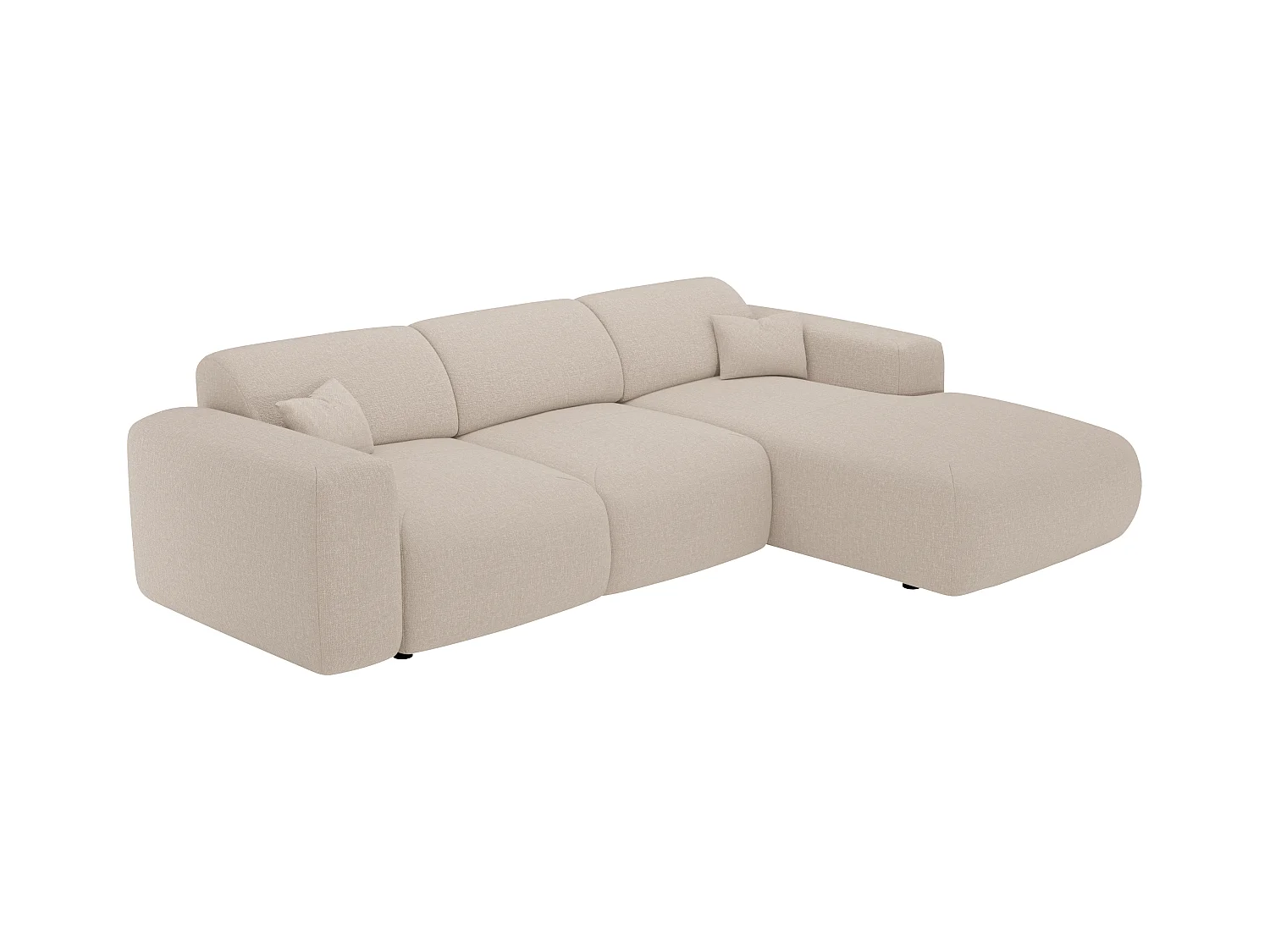 Großes Ecksofa mit Schlaffunktion - Ecke rechts - melierter Stoff - Beige - POGNI von Maison Céphy