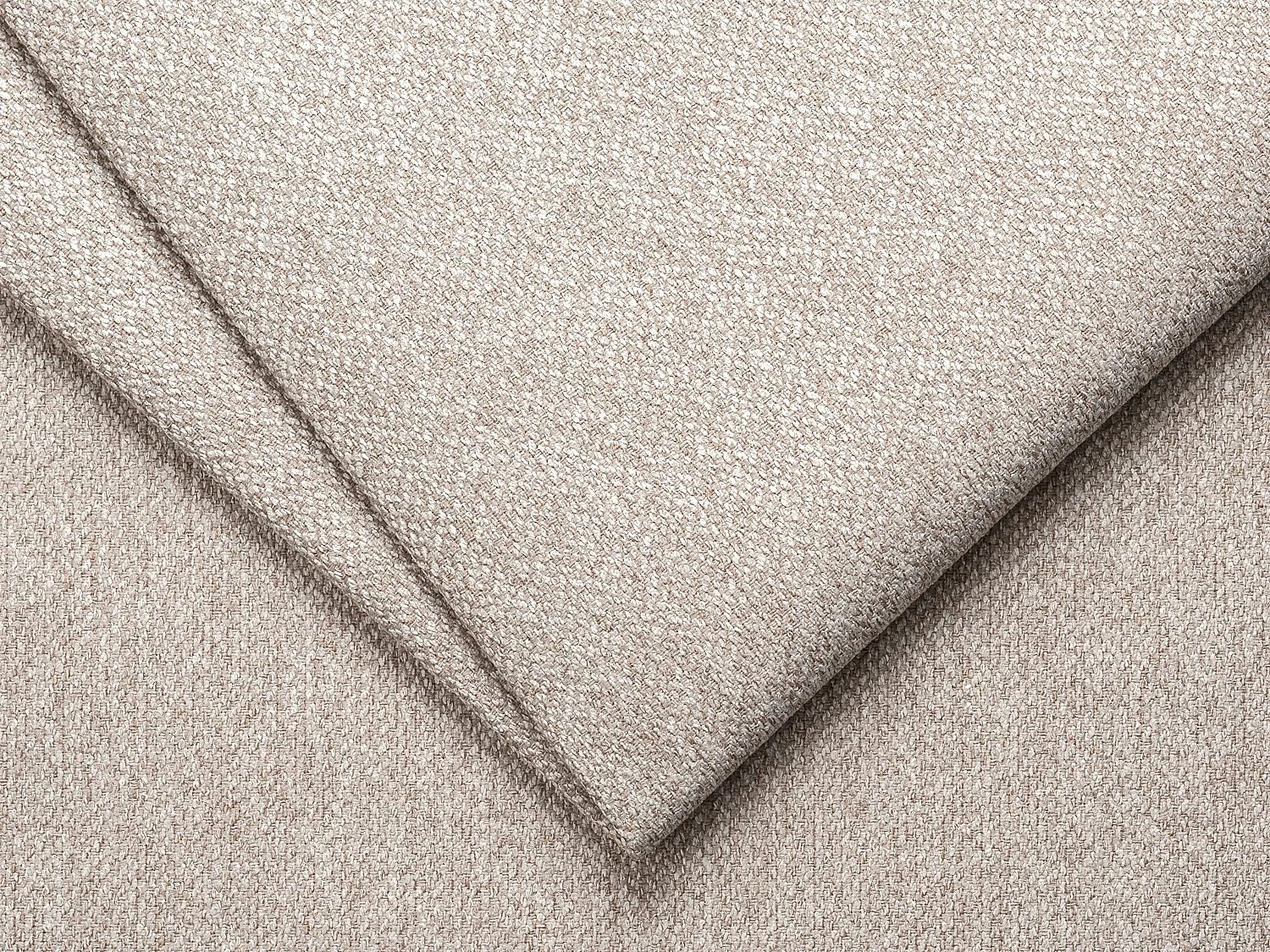 Grote hoekslaapbank met hoek rechts van beige gechineerde stof POGNI van Maison Céphy