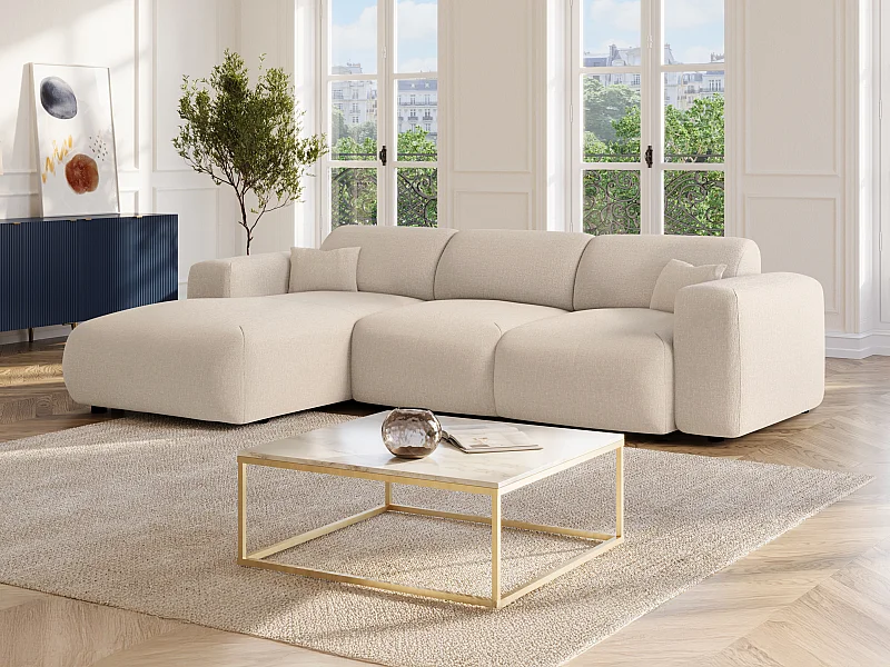 Grande divano letto angolo a sinistra in Tessuto chiné Beige - POGNI della Maison Céphy