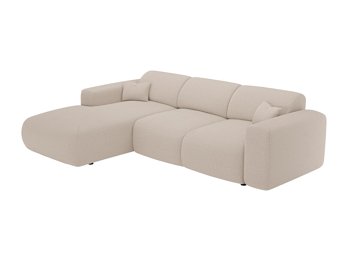 Großes Ecksofa mit Schlaffunktion - Ecke links - melierter Stoff - Beige - günstig online kaufen