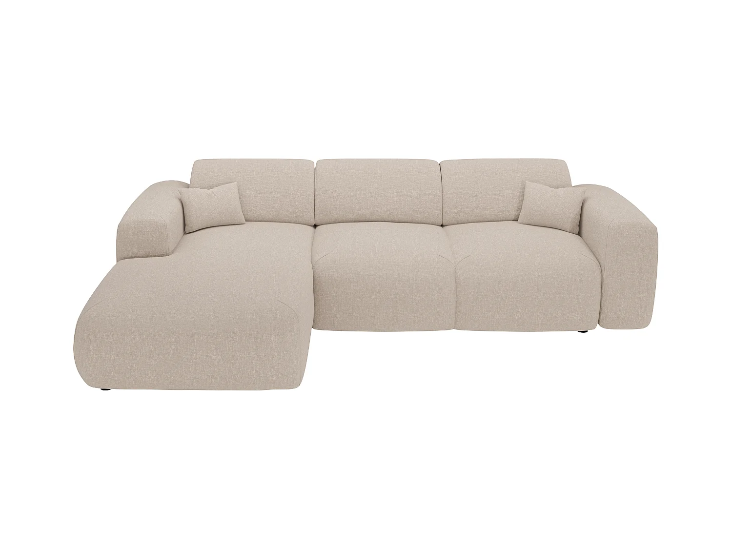 Großes Ecksofa mit Schlaffunktion - Ecke links - melierter Stoff - Beige - POGNI von Maison Céphy