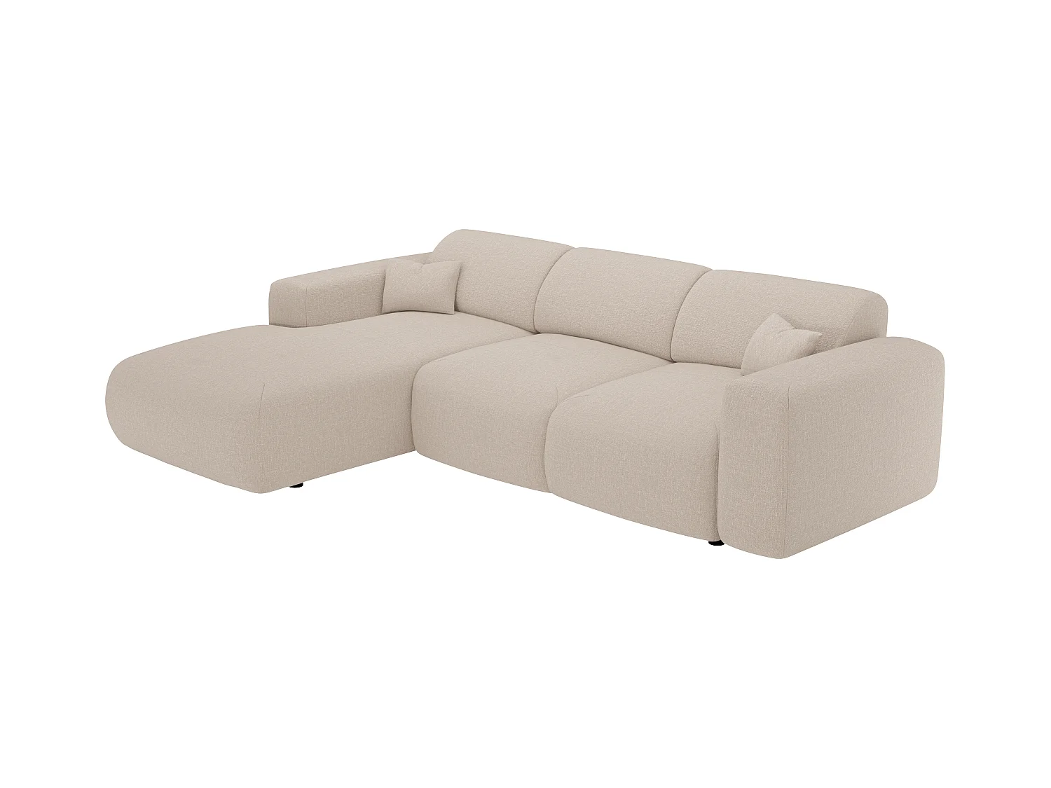 Großes Ecksofa mit Schlaffunktion - Ecke links - melierter Stoff - Beige - POGNI von Maison Céphy