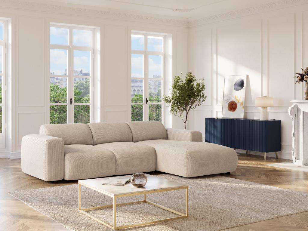 Großes Ecksofa mit Schlaffunktion - Ecke rechts - fein gerippter Cord - Bei günstig online kaufen