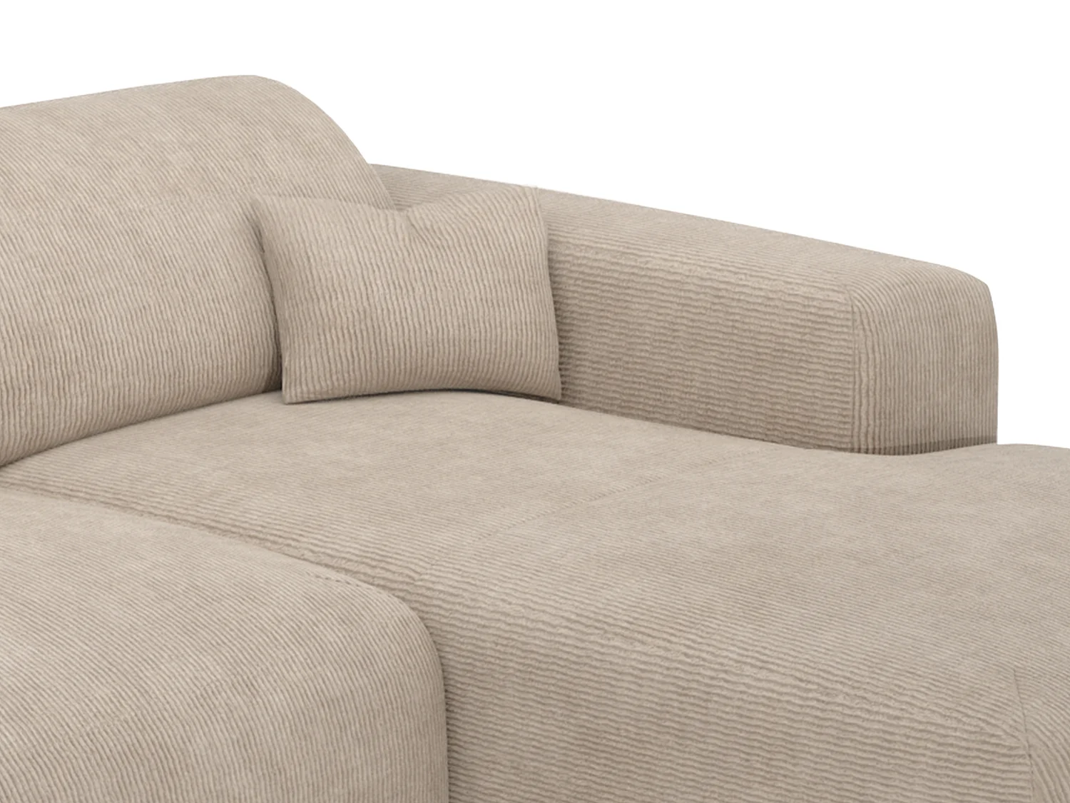 Stor högervrån bäddsoffa i beige finkantig manchestertyg POGNI från Maison Céphy