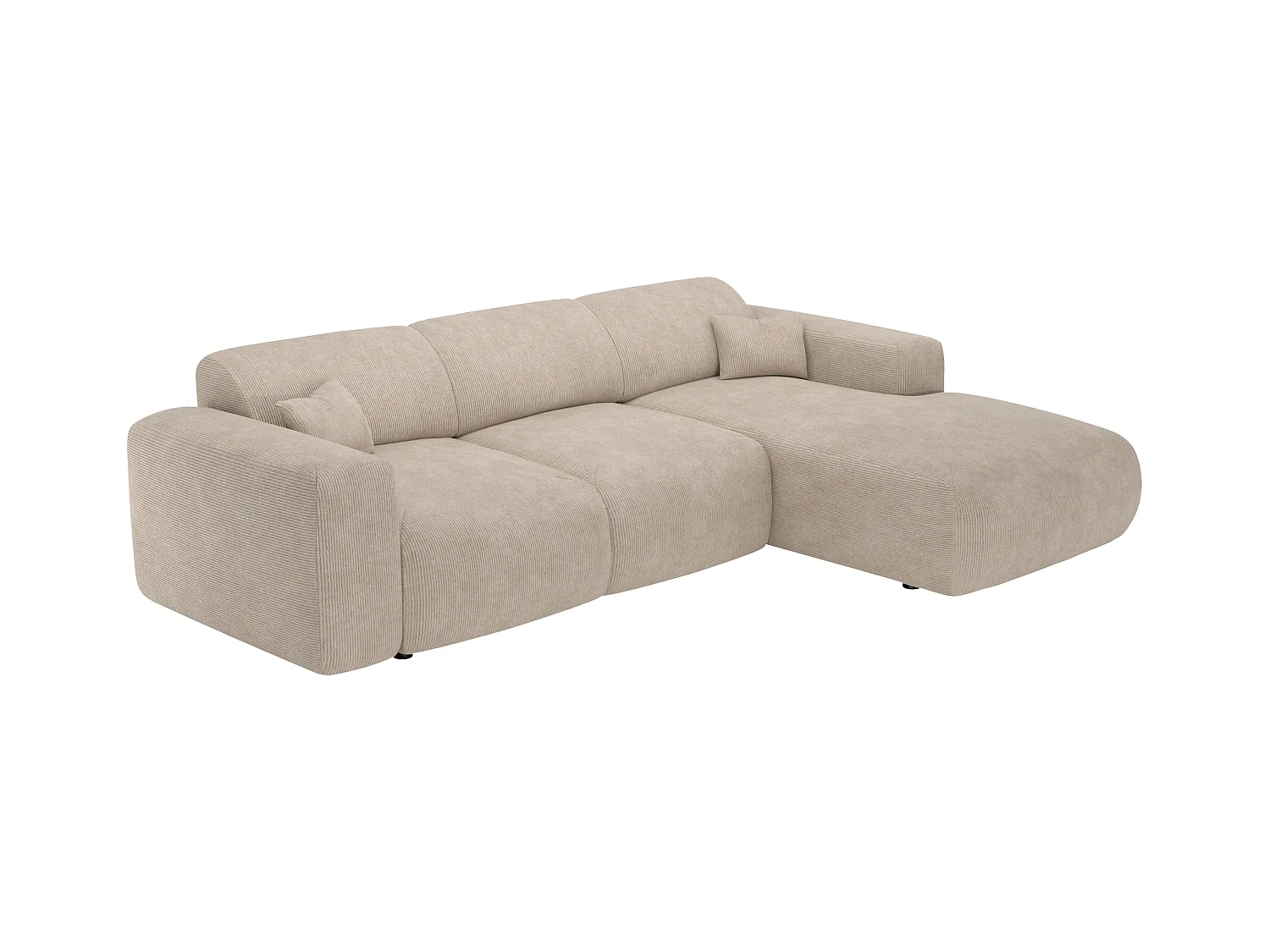 Großes Ecksofa mit Schlaffunktion - Ecke rechts - fein gerippter Cord - Beige - POGNI von Maison Céphy