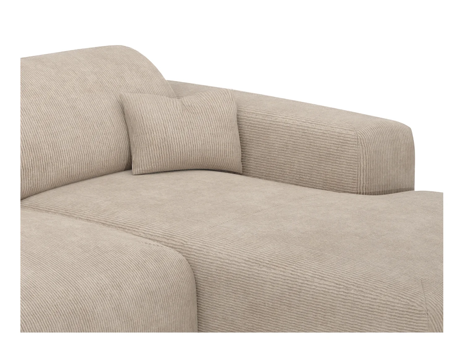 Großes Ecksofa mit Schlaffunktion - Ecke rechts - fein gerippter Cord - Beige - POGNI von Maison Céphy