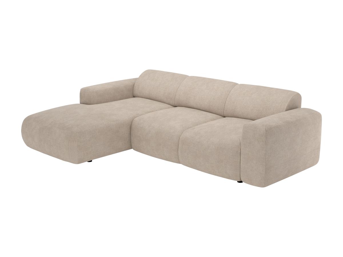 Großes Ecksofa mit Schlaffunktion - Ecke links - fein gerippter Cord - Beig günstig online kaufen