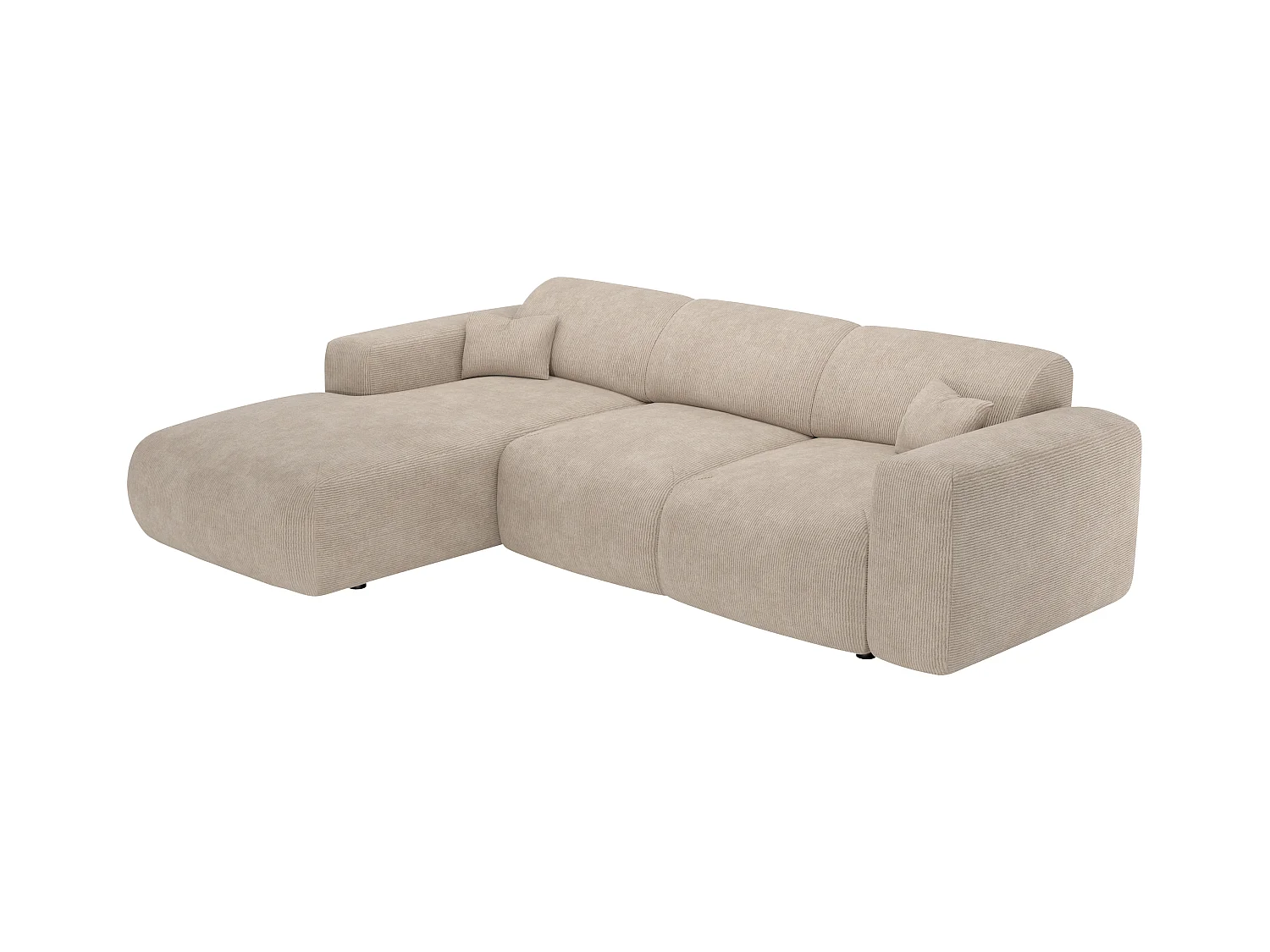 Großes Ecksofa mit Schlaffunktion - Ecke links - fein gerippter Cord - Beige - POGNI von Maison Céphy