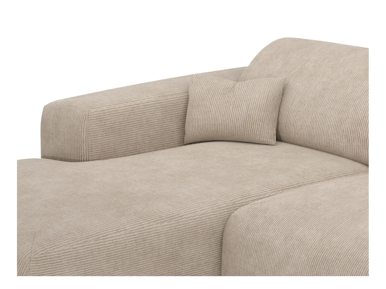 Großes Ecksofa mit Schlaffunktion - Ecke links - fein gerippter Cord - Beige - POGNI von Maison Céphy