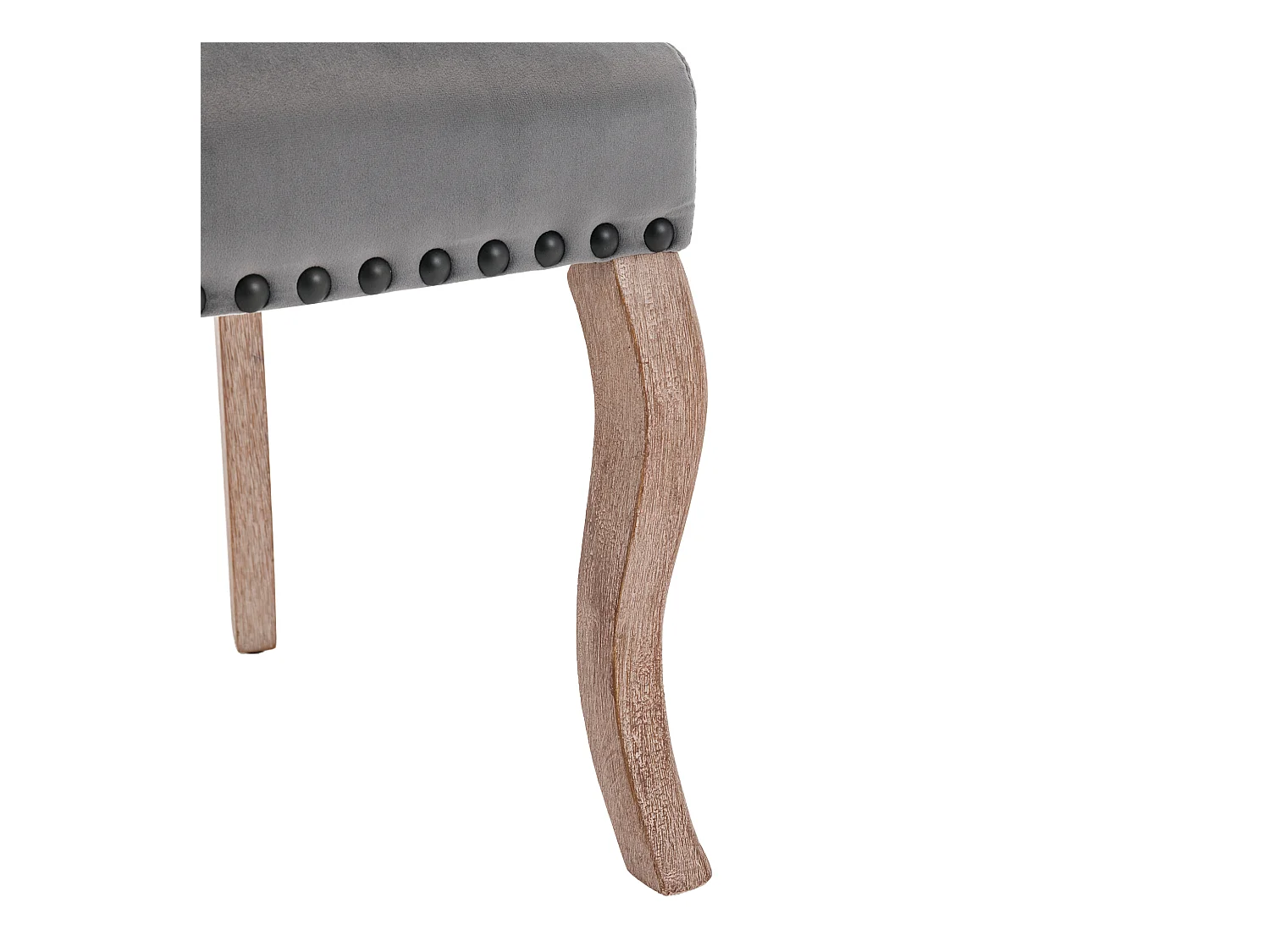 Chaise de Salle à Manger en Velours, Set de 2, Design Élégant avec Clou en Cuivre et Anneau Chromé, Structure en Bois Massif, Gris