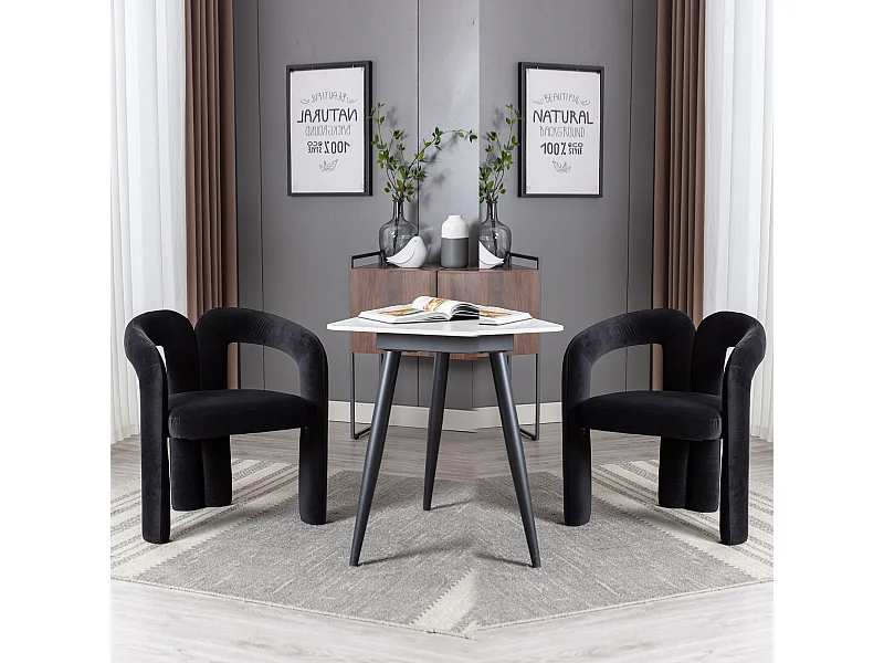 Chaises de Salle à Manger en Velours Moderne, Chaises Déco Rembourrées, Chaises de Cuisine et Salon, Lot de 2 Fauteuils de Loisirs