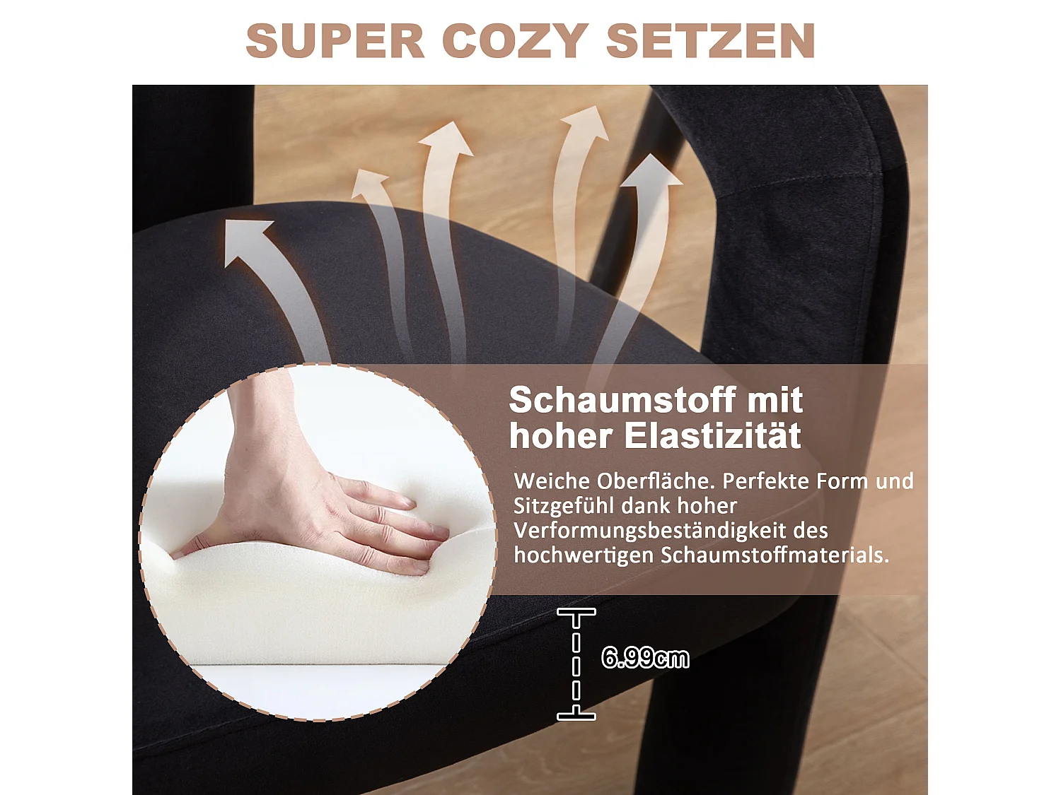 Chaises de Salle à Manger en Velours Moderne, Chaises Déco Rembourrées, Chaises de Cuisine et Salon, Lot de 2 Fauteuils de Loisirs