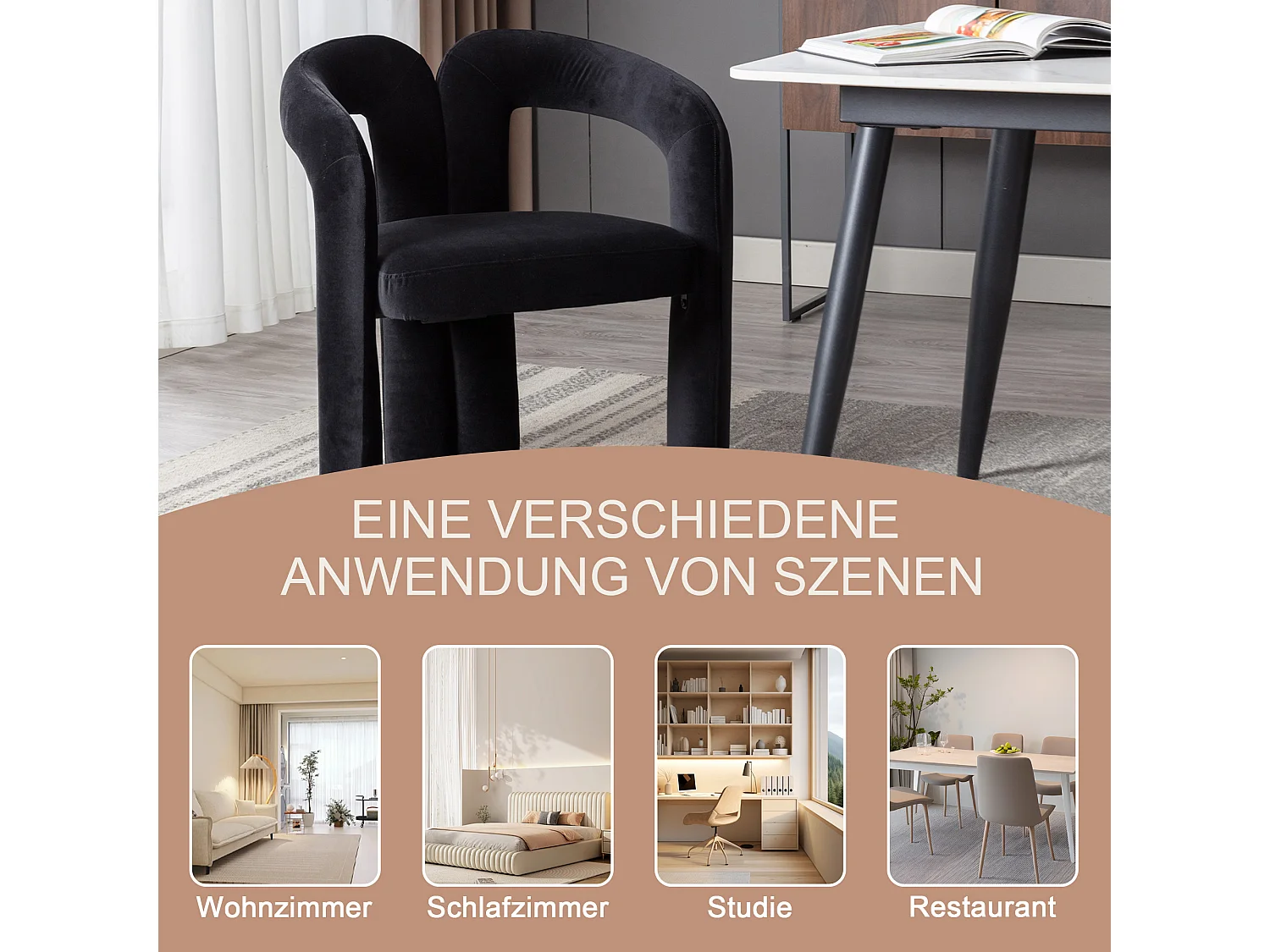 Chaises de Salle à Manger en Velours Moderne, Chaises Déco Rembourrées, Chaises de Cuisine et Salon, Lot de 2 Fauteuils de Loisirs