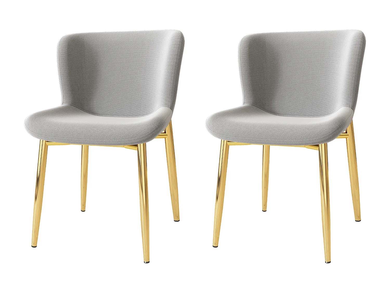 Lot de 2 Chaises de Salle à Manger en Velours avec Pieds Métalliques Dorés – Fauteuil Lounge Moderne pour Salon, Chambre à Coucher et Bureau (Gris)