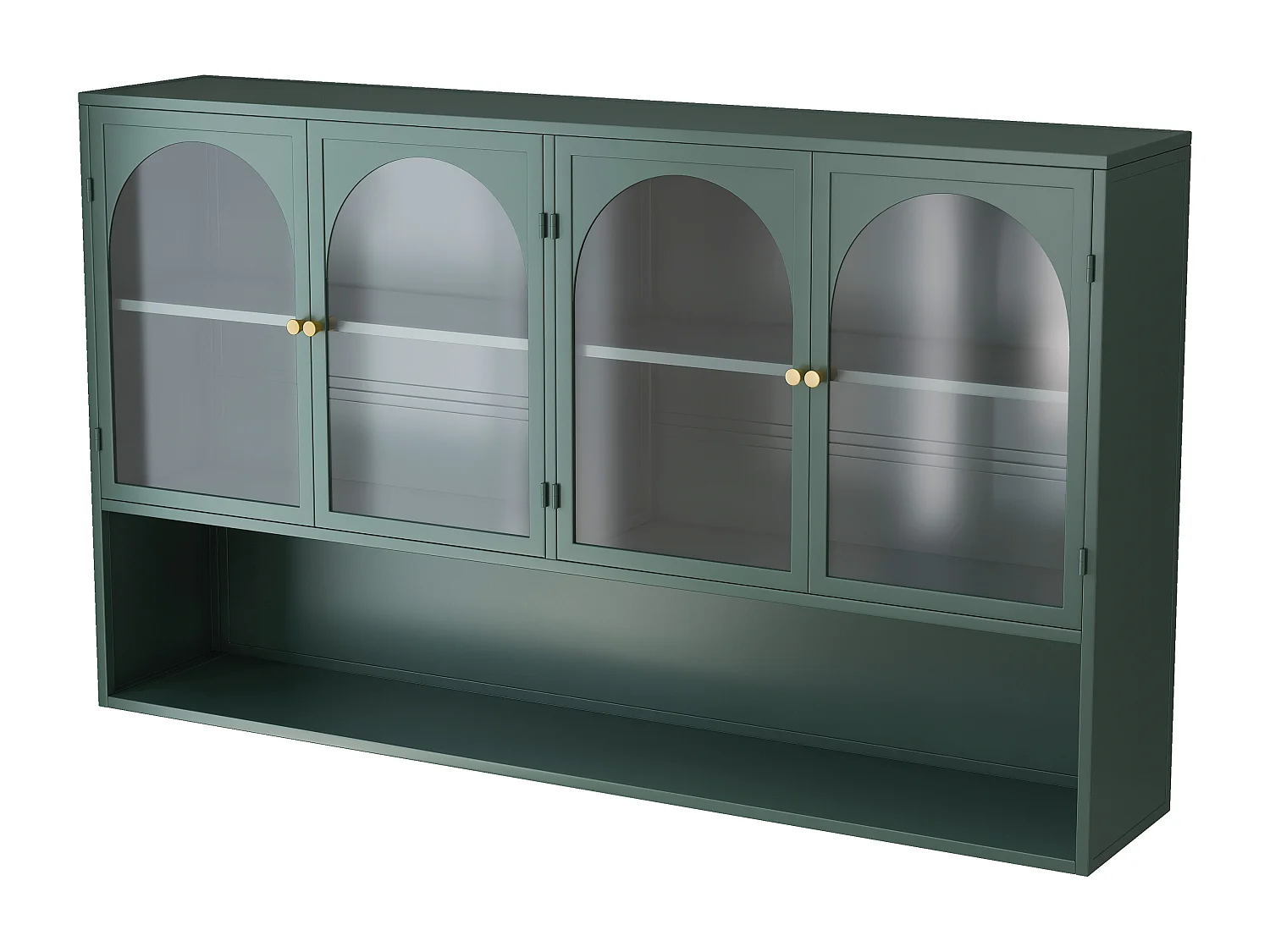 Armoire Murale à 4 Portes en Verre de 120 CM, Design Moderne, Montée au Mur, Idéale pour Cuisine, Salon, Salle de Bain (Vert Foncé)