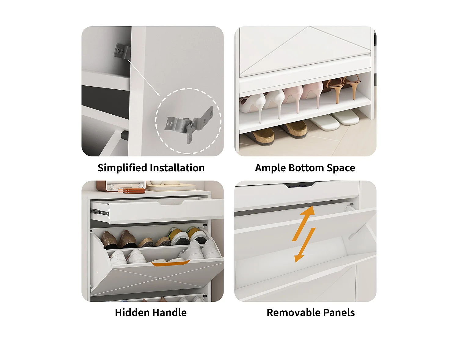 Armoire à chaussures blanche à 3 tiroirs avec étagère extensible, 2 niveaux, en bois MDF, idéale pour organiser 18 à 24 paires de chaussures