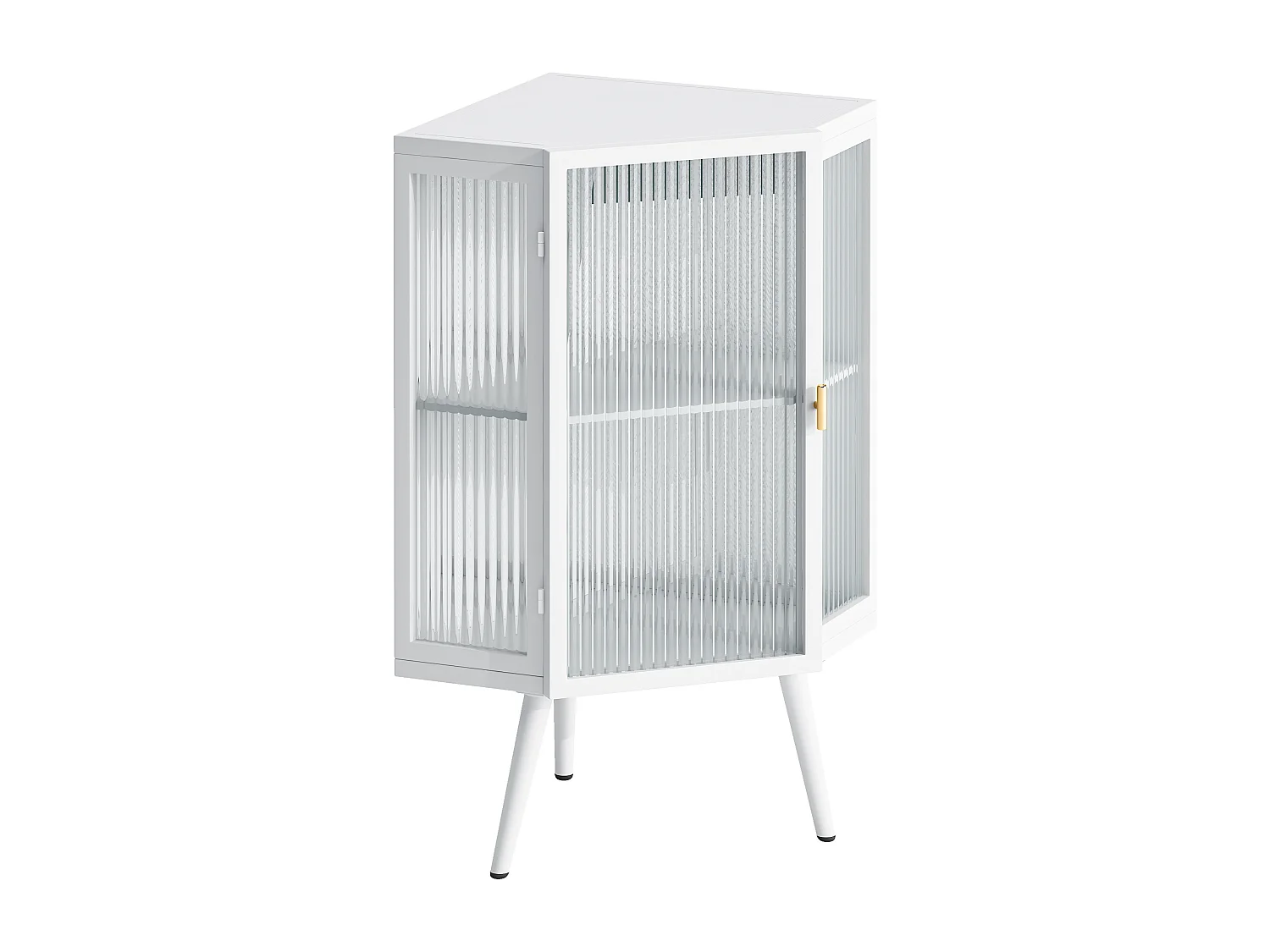 Meuble d'Angle avec Porte en Verre Trempé et Étagère Ajustable pour Salle de Bain, Salon ou Chambre (Blanc)