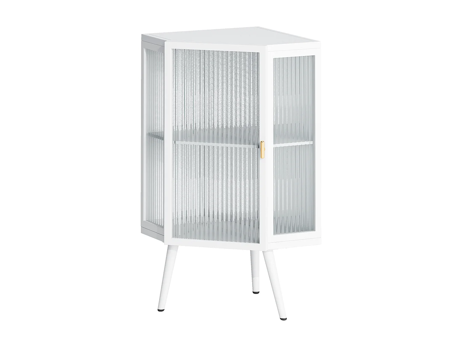 Meuble d'Angle avec Porte en Verre Trempé et Étagère Ajustable pour Salle de Bain, Salon ou Chambre (Blanc)