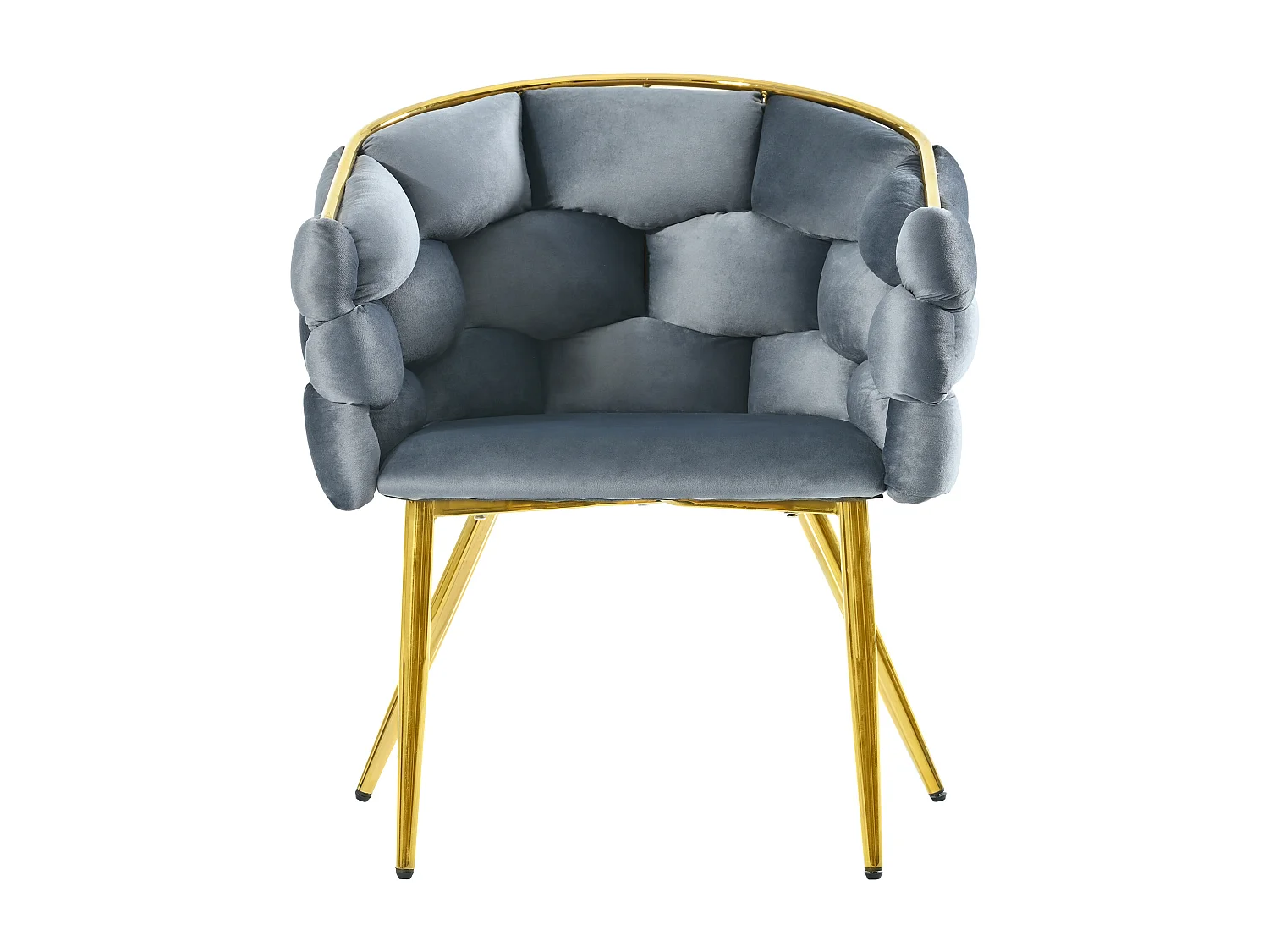 Chaise de Salle à Manger en Velours Gris avec Dossier Doré, Stature Élégante, Confort Premium, 1 Pièce