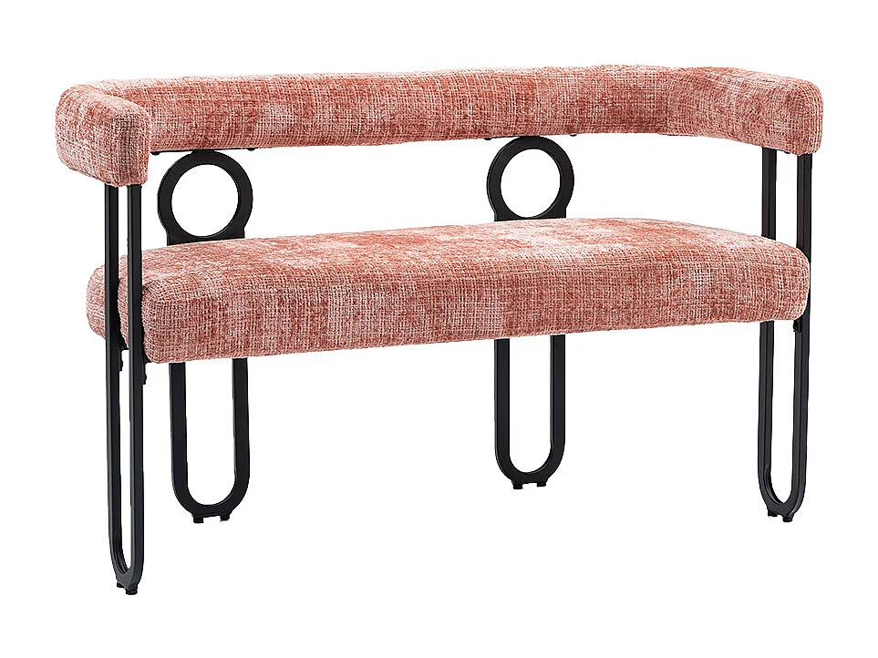 Haobosic - Canapé Double Moderne en Tissu Chenille Rose, Design Dossier Arrondi, Cadre Métallique Solide, 250 kg Capacité, Élégant et Confortable