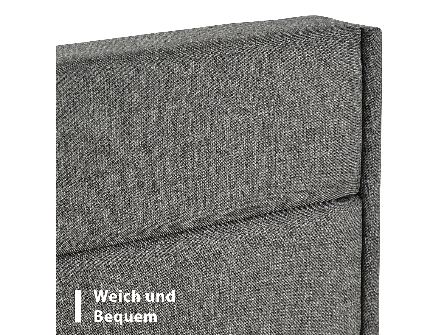Haobosic - Lit Simple 90 x 200 cm avec Tête de Lit Capitonnée et Sommier, Textil Leinen Gris, Design Moderne et Élégant, Matelas Non Inclus