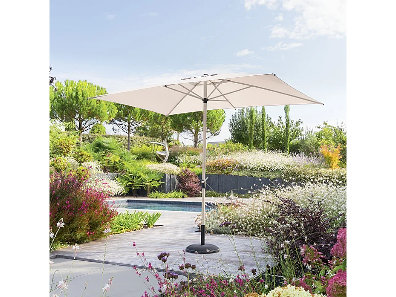 Parasol mat central 2x3 m Loompa argile / blé Hespéride