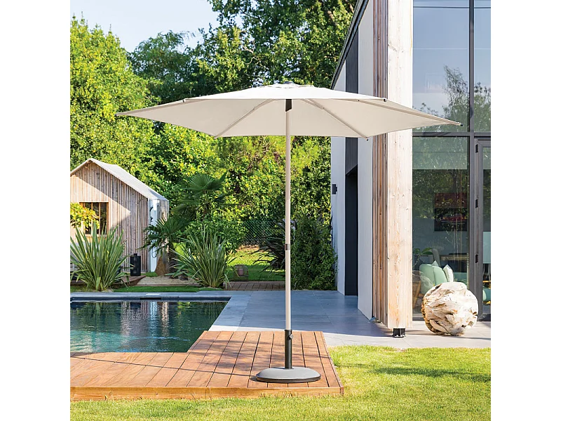 Parasol droit rond 2,7m Soya blé/argile Hespéride