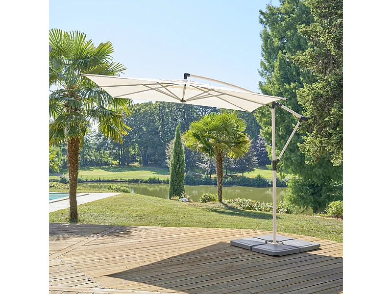 Parasol décentré carré Manoa blé/argile Hespéride