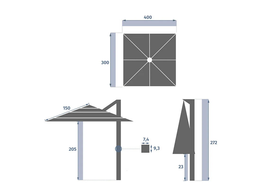 Parasol 4x3 m Melhia multi toiles oléfine lin/argile Hespéride