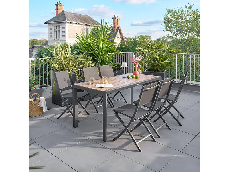 Table fixe 6p Evasion honey/graphite Hespéride