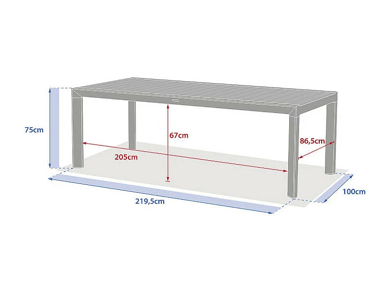 Table fixe 8p Evasion lin/argile Hespéride