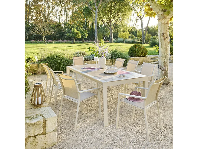 Table fixe 8p Evasion lin/argile Hespéride