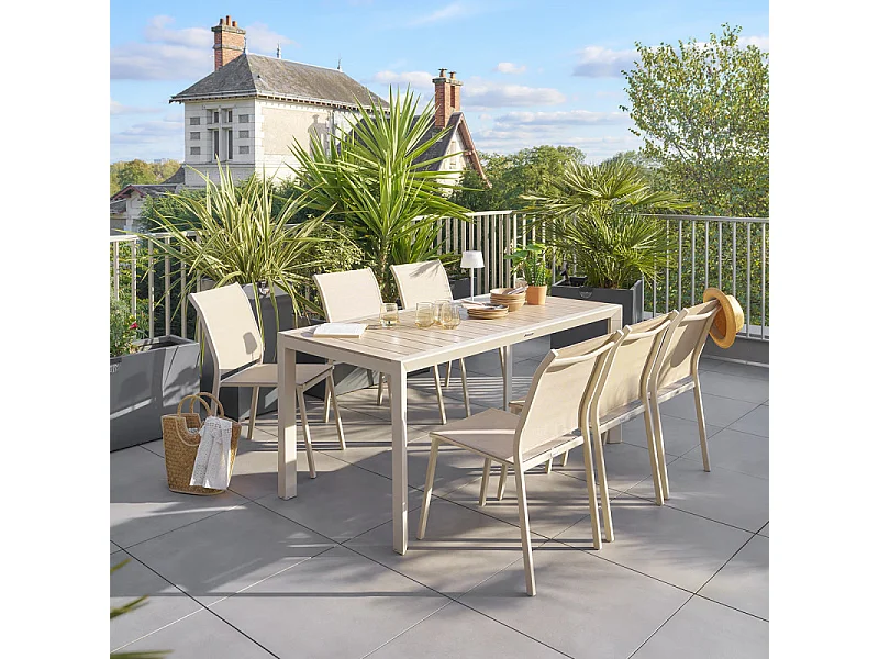 Table fixe 6p Evasion lin/argile Hespéride