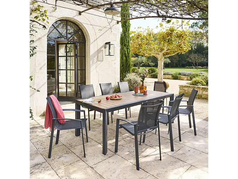 Table fixe 8p Evasion honey/graphite Hespéride