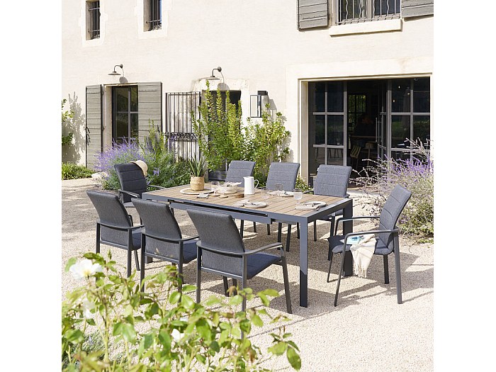 Salon De Jardin ÉVASION Graphite & Honey - 5 Places | Hespéride