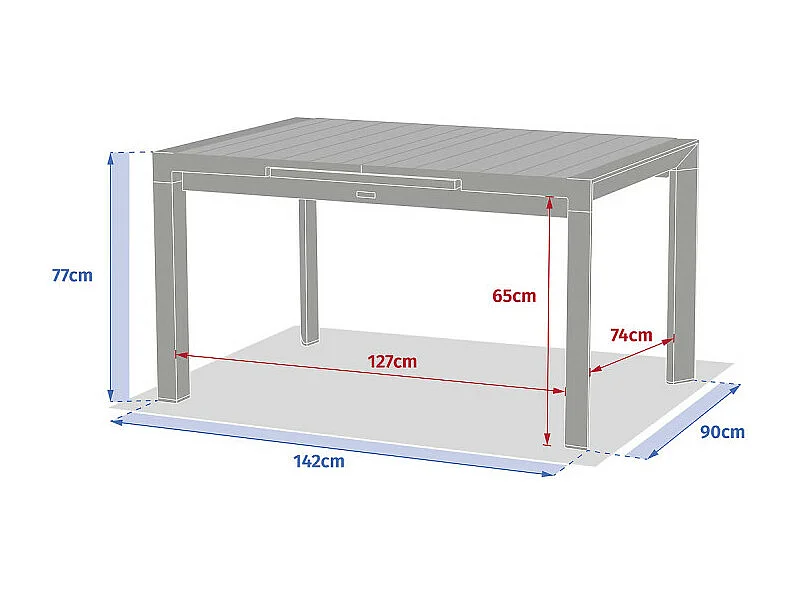 Table de jardin extensible 8p. Evasion lin et argile Hespéride