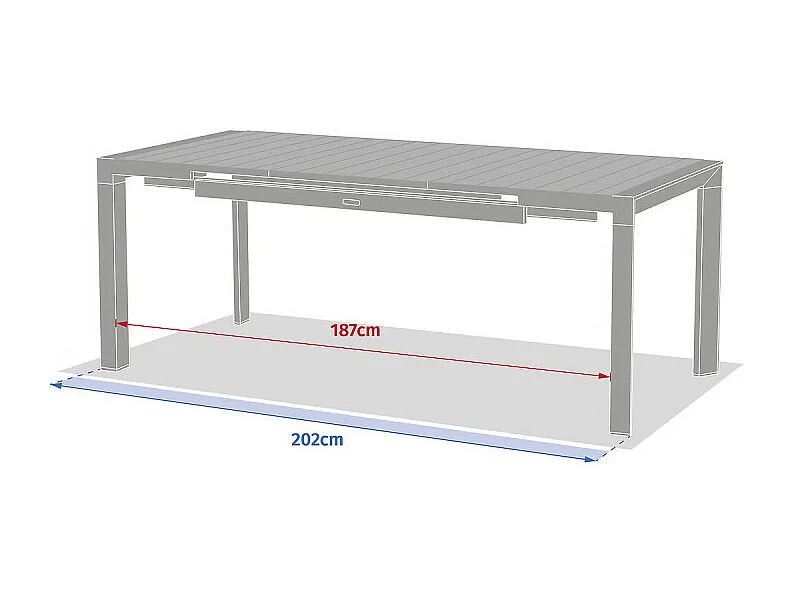 Table de jardin extensible 8p. Evasion lin et argile Hespéride